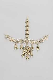 Gold Finish Kundan Polki Mathapatti