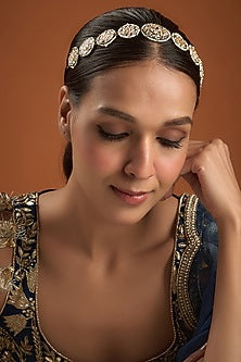 Gold Finish Kundan Polki Sheeshphool