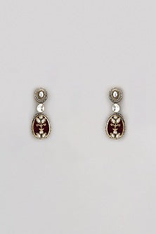 Gold Finish Kundan Polki & Ruby Dangler Earrings