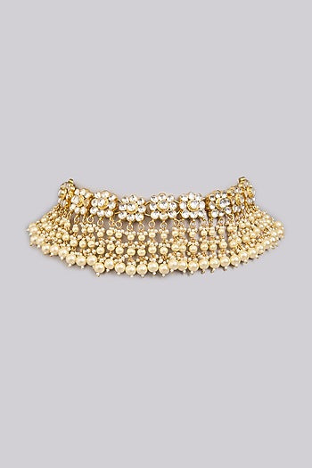 Gold Finish Beaded Choker Necklace