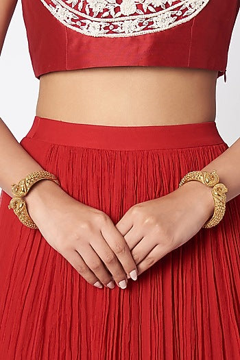 Gold Finish Peacock Bangles (Set of 2)