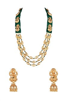 Gold Finish Temple Mala Set