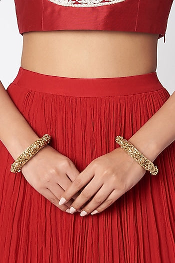 Gold Finish Ghoogri Bangles (Set of 2)