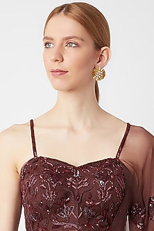 Gold Finish Kundan Polki Textured Earrings