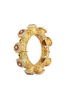 Gold Finish Faux Pearl Bangle