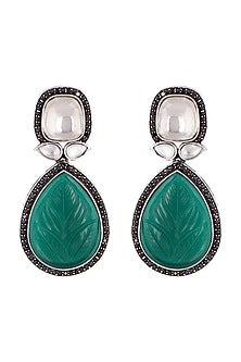 White Finish Kundan Polki Earrings
