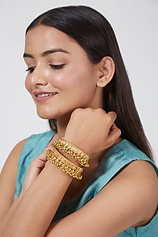 Gold Finish Openable Bangles (Set of 2)