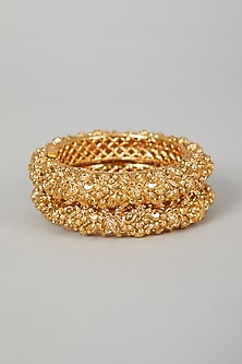 Gold Finish Carved Openable Bangles