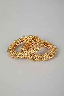 Gold Finish Carved Openable Bangles