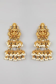 Gold Finish Motif & Pearl Temple Mala Set