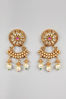 Gold Finish Kundan Polki & Pearl Choker Necklace Set