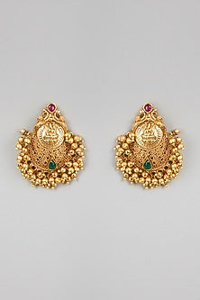 Gold Finish  Carved Temple Choker Necklace Set