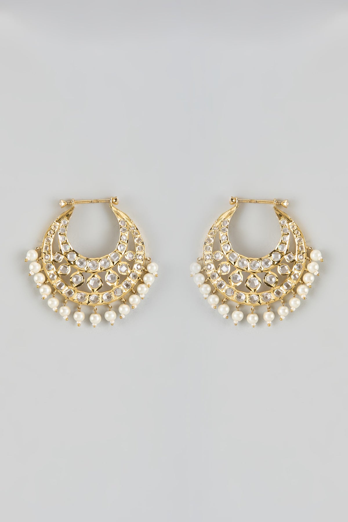 Gold Finish Kundan Polki Dangler Earrings