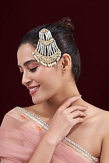 Gold Finish Kundan Polki & Pearl Pasa