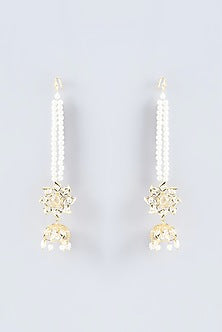 Gold Finish Kundan Polki & Pearl Long Necklace Set