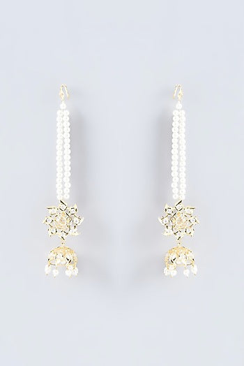 Gold Finish Kundan Polki & Pearl Long Necklace Set