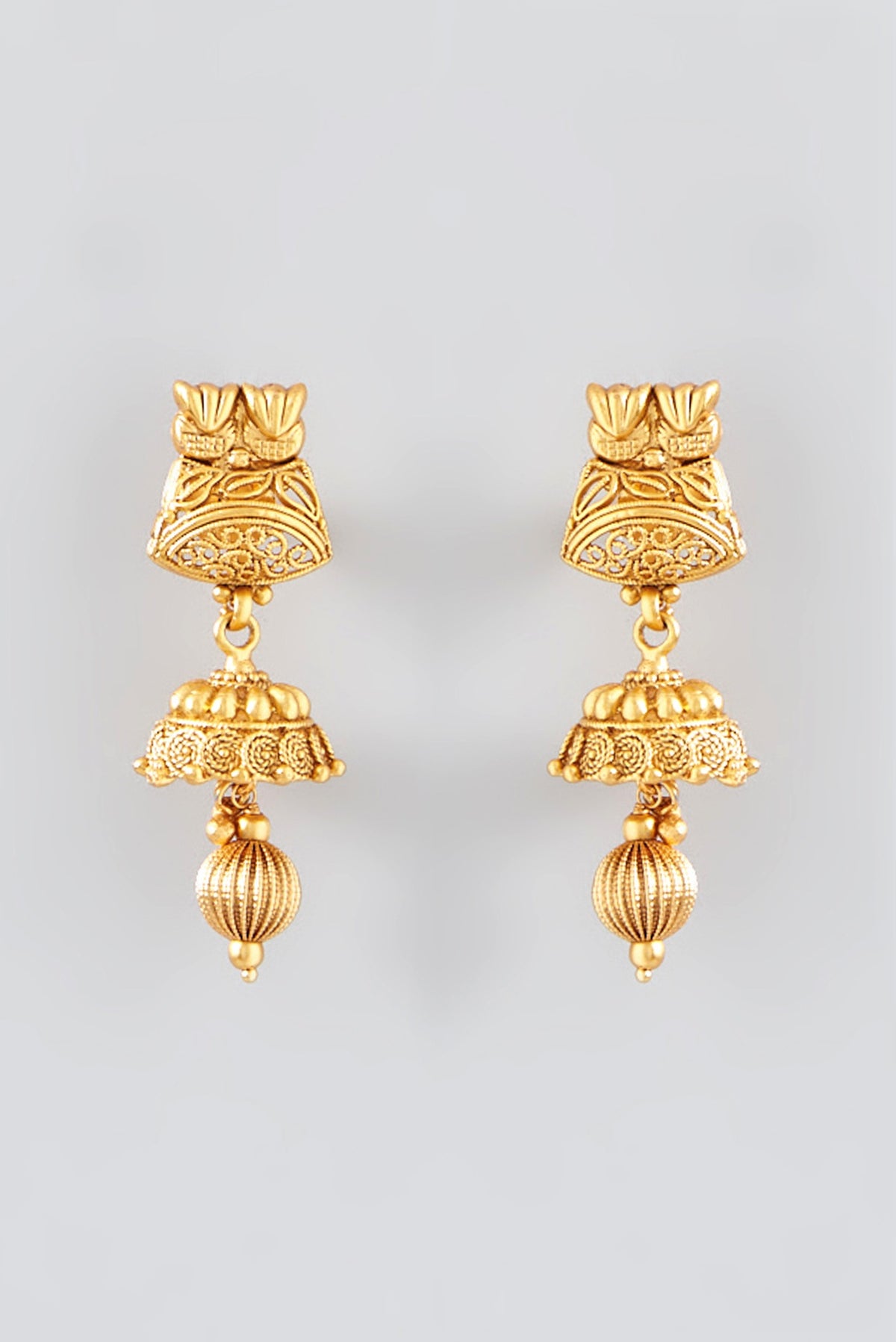 Gold Finish Kundan Polki Temple Choker Necklace Set