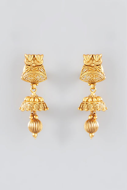 Gold Finish Kundan Polki Temple Choker Necklace Set
