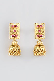 Gold Finish Kundan Polki Temple Long Necklace Set