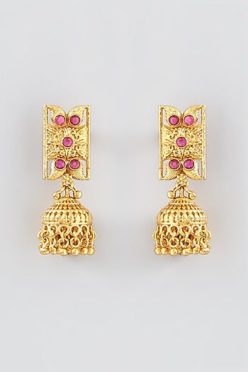 Gold Finish Kundan Polki Temple Long Necklace Set