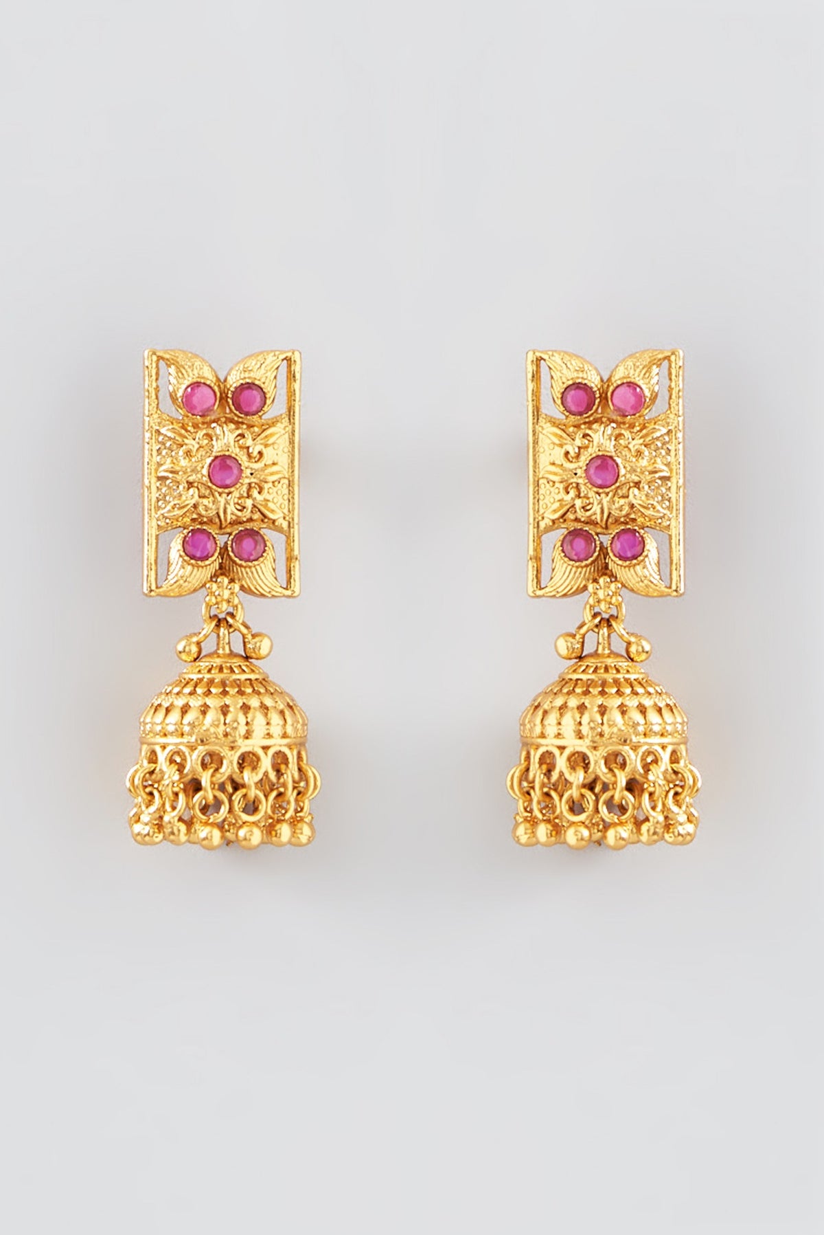 Gold Finish Kundan Polki Temple Long Necklace Set