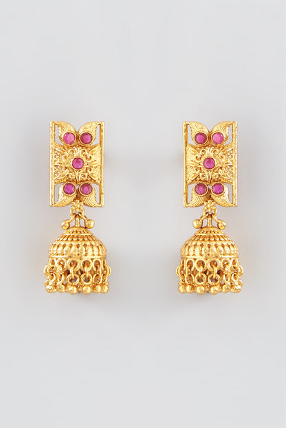 Gold Finish Kundan Polki Temple Long Necklace Set