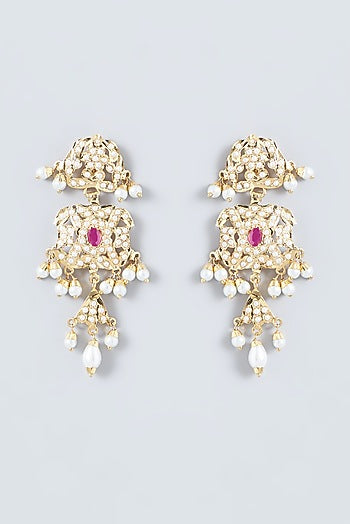 Gold Finish Ruby & Kundan Polki Choker Necklace Set