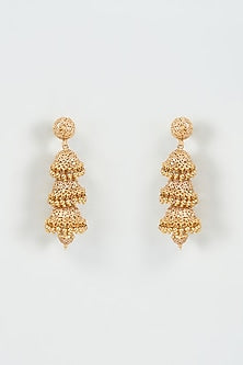 Gold Finish Kundal Polki Temple Dangler Earrings