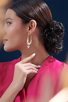 Gold Finish Kundan Polki & Pearl Dangler Earrings
