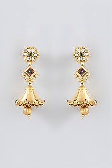 Gold Finish Kundan Polki & Beaded Long Necklace Set