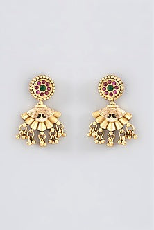Gold Finish Kundan Polki & Beaded Long Necklace Set