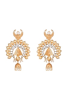 Gold Finish Faux Pearls & Kundan Earrings