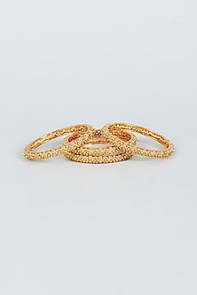 Gold Finish Temple Motif Bangles (Set of 4)