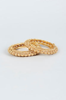 Gold Finish Temple Bangles (Set of 2)