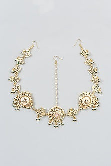 Gold Finish Kundan Polki Mathapatti