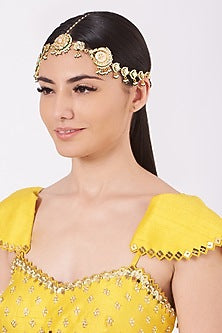 Gold Finish Kundan Polki Mathapatti