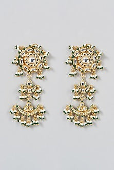 Gold Finish Kundan Polki Long Necklace Set