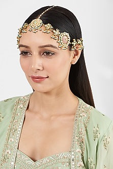 Gold Finish Kundan Polki Mathapatti