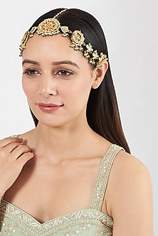 Gold Finish Kundan Polki Mathapatti