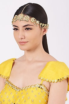 Gold Finish Kundan Polki Mathapatti