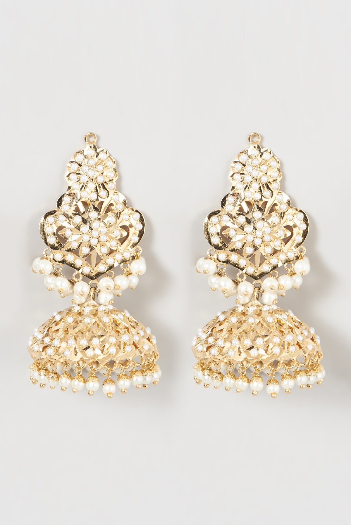 Gold Finish Kundan Polki & Beaded Jhumka Earrings