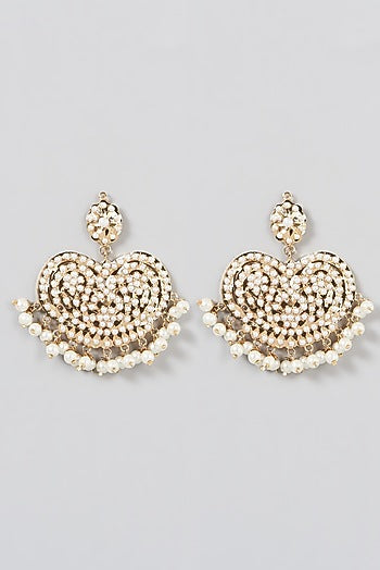 Gold Finish Pearl & Kundan Polki Choker Necklace Set