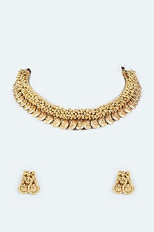 Gold Finish Ruby Stone Necklace Set
