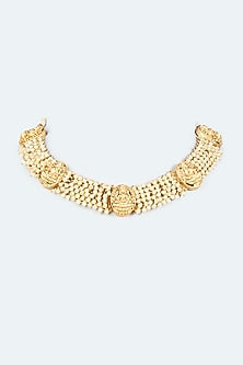 Gold Finish Pearl Temple Necklace Set