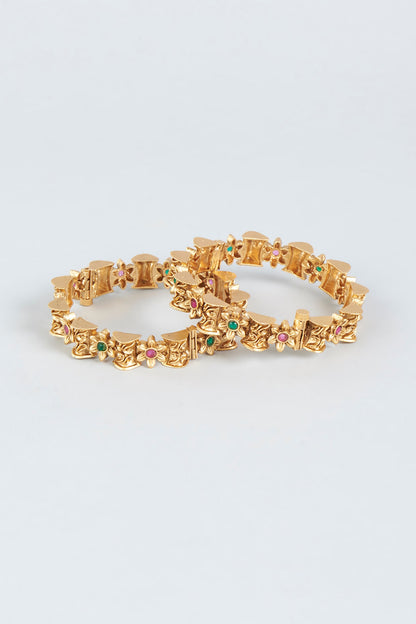 Gold Finish Openable Bangles (Set of 2)
