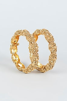 Gold Finish Temple Bangles (Set of 2)
