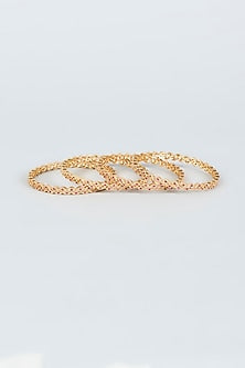 Gold Finish Mixed Metal Bangles (Set of 4)