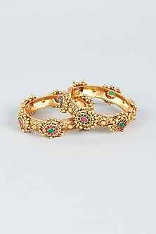 Gold Finish Temple Openable Bangles (Set of 2)