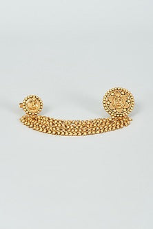 Gold Finish Kundan Polki Temple Ring