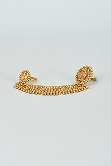 Gold Finish Kundan Polki Temple Ring